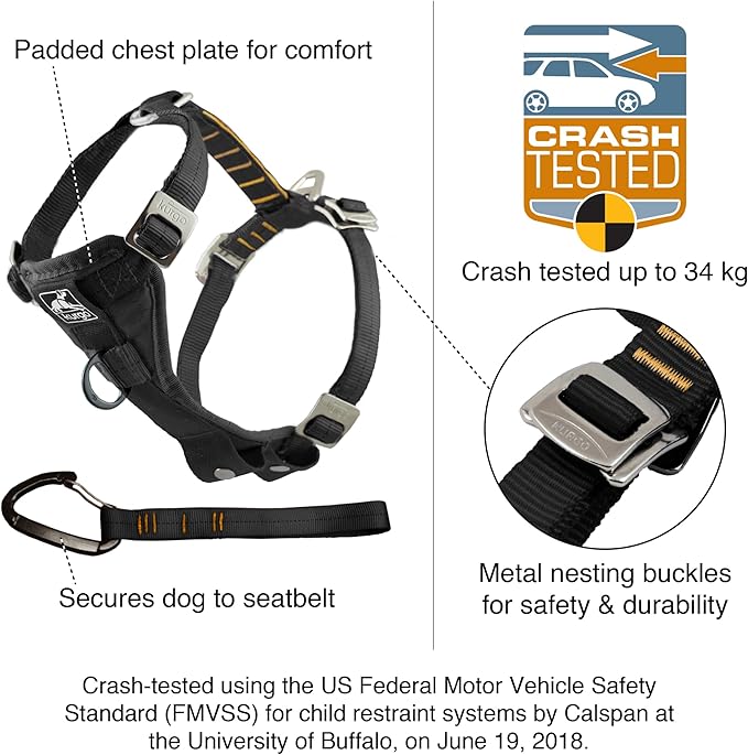 Kurgo Enhanced Strength Tru-Fit Smart Harness, Black, Small