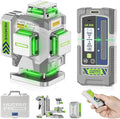 Huepar Pro Laser Level 360 Self Leveling, 4x360° Green Cross Line Laser Tool Set with Receiver for Outdoor&Long Distance Use Up to 660ft, Rechargeable Lazer Leveler Tool for Construction -ZK04CG-LR300