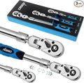 DISEN 3-Piece Extendable Flex-Head Ratchet Wrench Set with EVA Storage Case - 1/4", 3/8", 1/2" Drive, 72-Tooth, Rubber Grip, Adjustable Length - Professional Automotive and DIY Tools
