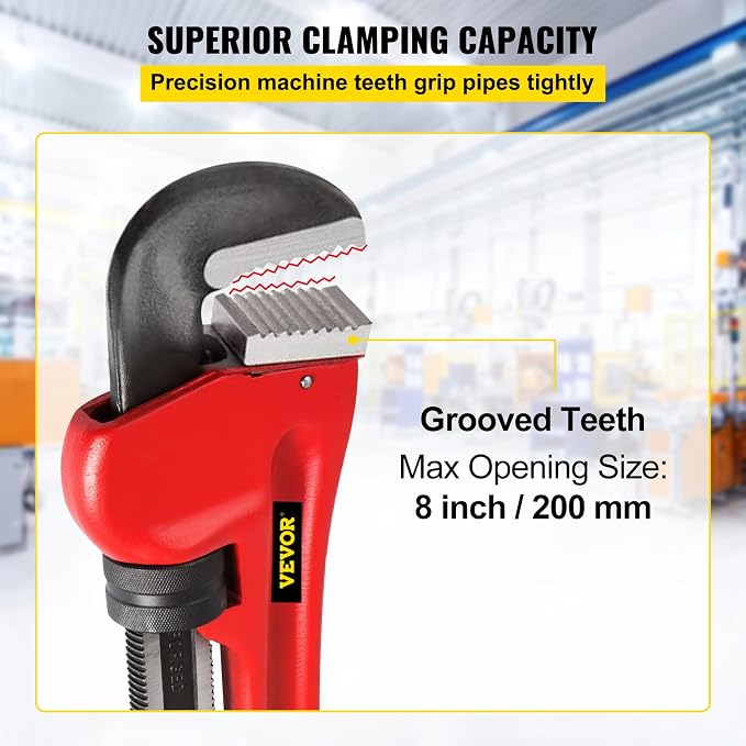 VEVOR Pipe Wrench, 51 inch, Heavy Duty Cast Iron Straight Plumbing Wrench, Adjustable Plumber Tool for Sink Faucet Toilet Bowl Bathroom Kitchen Drainer Repair Installation