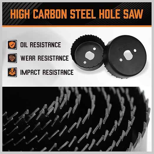 HORUSDY Hole Saw Set 24PCS Hole Saw Kit,Hole Saw Drill Bit Kit, 3/4"-6" (19-152mm) 17PCS Saw Blades, 2 Mandrels, 3 Drill Bit, Installation Plate, Hex Key, For Drywall, Soft Wood, Plywood, Plastic, PVC