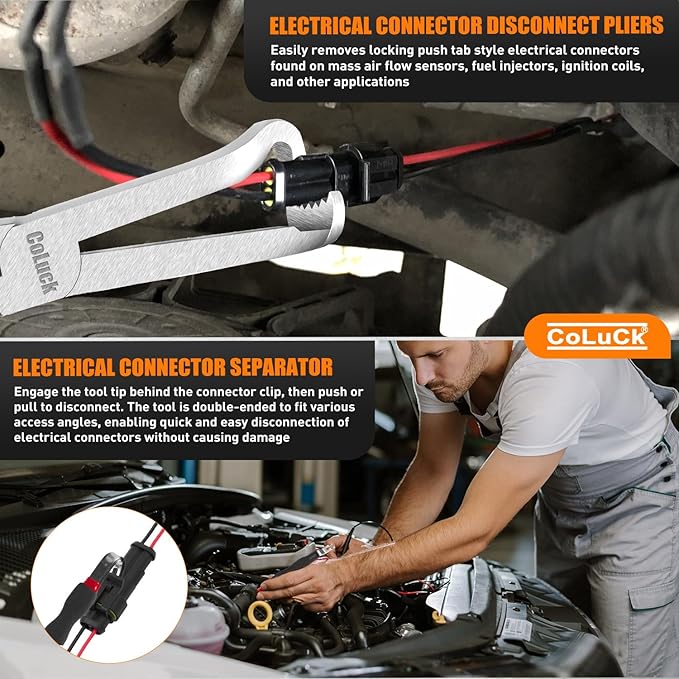 2Pcs Electrical Disconnect Pliers, Electrical Connector Pliers, Electrical Plug Removal Tool Electrical Connector Removal Tool, Automotive Electrical Terminal Connector Separator Removal Tool for Car
