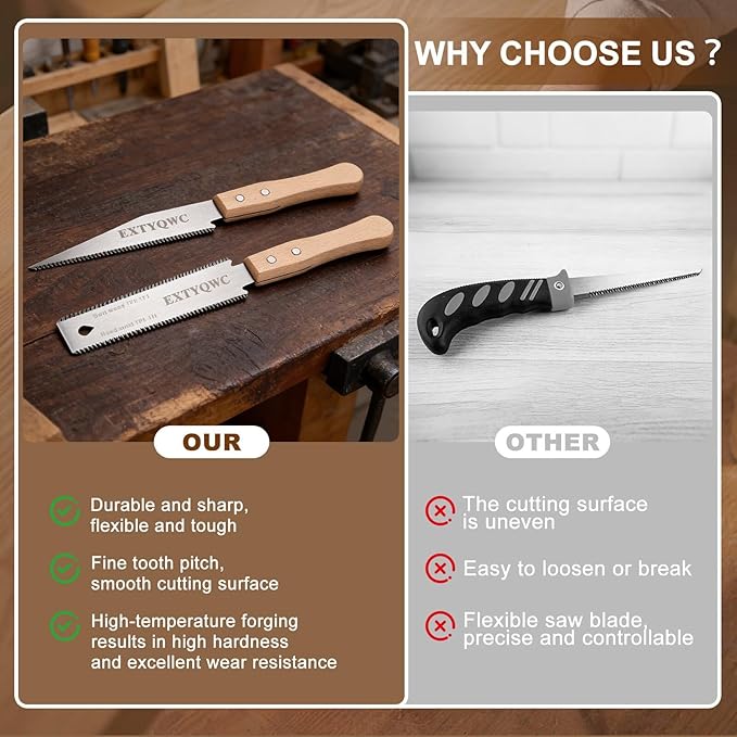 2 Pack Japanese Hand Saw,6-Inch Pull Saw, Flexible Edge Blade,Perfect for Sawing, Trimming, Gardening, Cutting Wood, Plastic Pipes