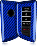 T-carbon Key Fob Cover Fits Acura MDX 2024 5 Buttons,Real Glass Fiber Key Fob Case Compatible with Acura RDX MDX RLX NSX ILX TLX TLX-L CDX Integra 2022-2024 Smart Remote Keyless Accessories Blue