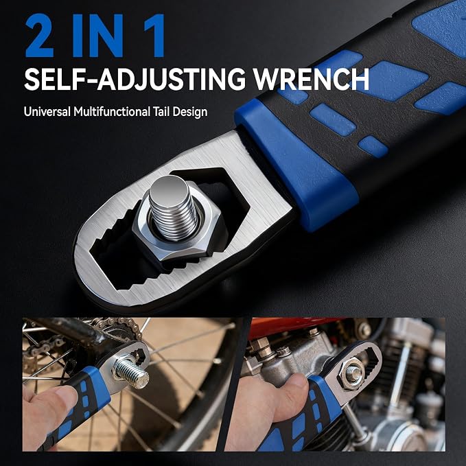 DISEN 4PCS Self Adjusting Pipe Wrench 6”, 8”, 10”, 12” | Multifunctional Self Locking Wrench Set, Plumbing Tools for Pipe Fittings and Nuts, Chromium Vanadium Steel