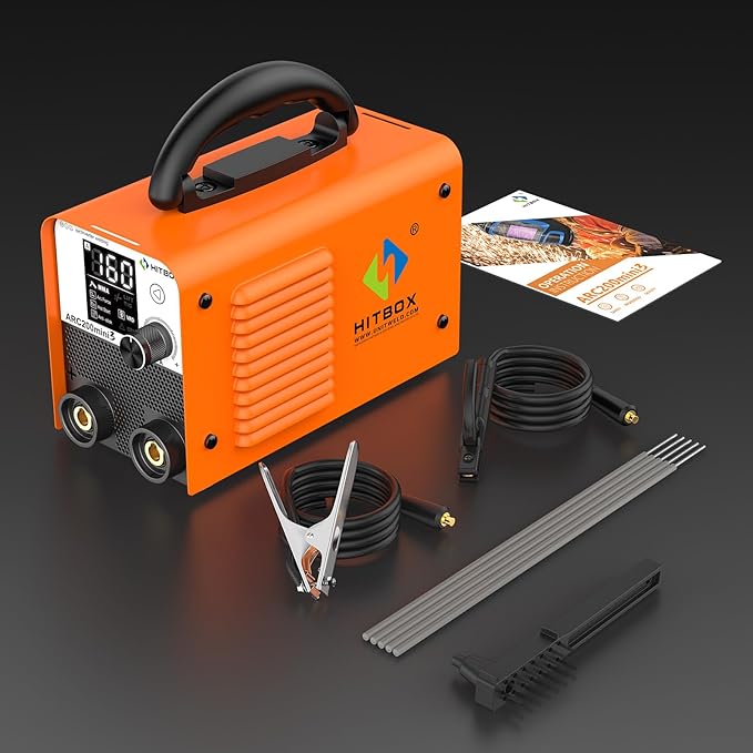 HITBOX Stick Welder 110V Digital Display 200A Duty Cycle 60% ARC Lift TIG Welding Machine LCD Display IGBT Inverter Portable MMA Welder with Hot Start, Arc Force, VRD and Anti Stick