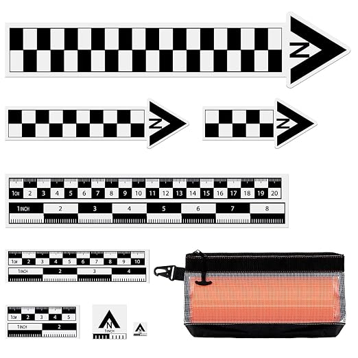 Maitys 9 Pack Archaeological North Arrow and Scale Set, Geology Photography Professional Measuring Scale Ruler with Case Archaeological Excavation Photo Reference Ruler for Artifact Documentation