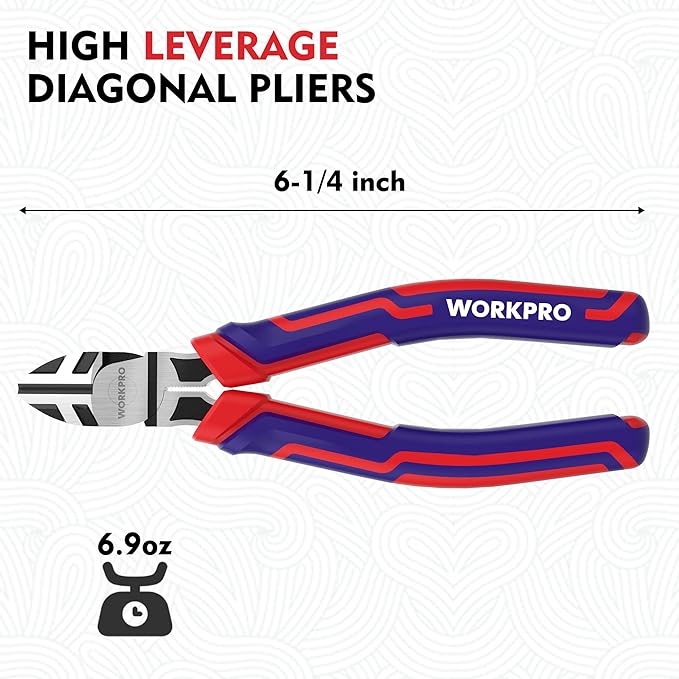 WORKPRO 6” Wire Cutters Heavy Duty CRV Steel, Diagonal Pliers for Cutting Wires Craft, Comfort Grip Handle