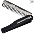 Kent 20T Black Graphite Handmade Folding Pocket Comb for Men, Fine Tooth Hair Comb Straightener for Everyday Grooming Styling Hair, Beard or Mustache, Use Dry or with Balms, Saw Cut, Made in England