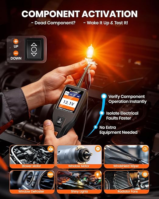 ANCEL PB60 Power Circuit Probe Tester, 12-24V Power Circuit Probe Tool, All-in-One Electrical System Probe with Component Activation, Short Finder, Digital Multimeter Ohmmeter for Cars Trucks RVs ﻿﻿