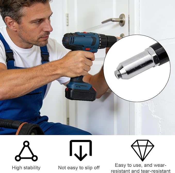 Penitue Pop Rivet Gun Adapter Kit, Premium Automotive Cordless Electric Drill Riveter Gun Adapter Attachment Tool Accessories Easy Installation Suitable for SUV Truck and Car