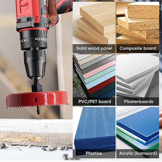 17-Piece Hole Saw Kit, Includes 13 Sizes (3/4" to 5"), Arbors, Drill Bits, and Hex Key, Ideal for Softwood, Plywood, and PVC(RED)