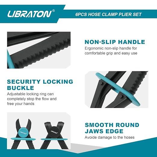 LIBRATON Hose Clamp Pliers, Hose Pinch Off Pliers, Line Clamps, 6pcs