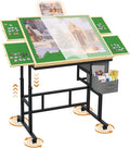 Jigsaw Puzzle Table with Drawers × 6,1500pcs Adjustable Height and Five up Angles Puzzle Tables for Adults with Drawers,Cover,Wheels for Indoor Game in Winter(Green)