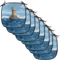 Lunarable Lighthouse Chair Cushion Pads Set of 8, Lighthouse Seagulls Birds Architecture Maritime Reef Fish Undersea Scenic View, Anti-Slip Seat Padding for Kitchen & Patio, 16"x16", Blue Brown
