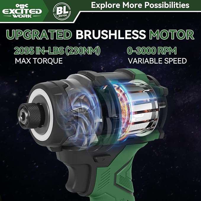 21V Brushless Impact Screwdriver, LAZYLAND 230Nm Electric Cordless Driver Set with Dual 3.0Ah Batteries, Screwdriver Bits and Built-in Led Light for Home