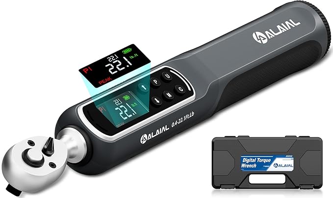 Digital Torque Wrench 0.4-22.1 Ft.Lb/0.5-30 Nm, 1/4 Drive | Dual Direction Rachet Wrench with Vibration, Buzzer and LED Alert, Electronic Torque Wrench for Bike Motorcycle Car Repair