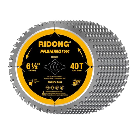6-1/2 Inch 40 Tooth Circular Saw Blade with 5/8 Inch Arbor ATB Finishing for Wood Cutting(10-Packs)
