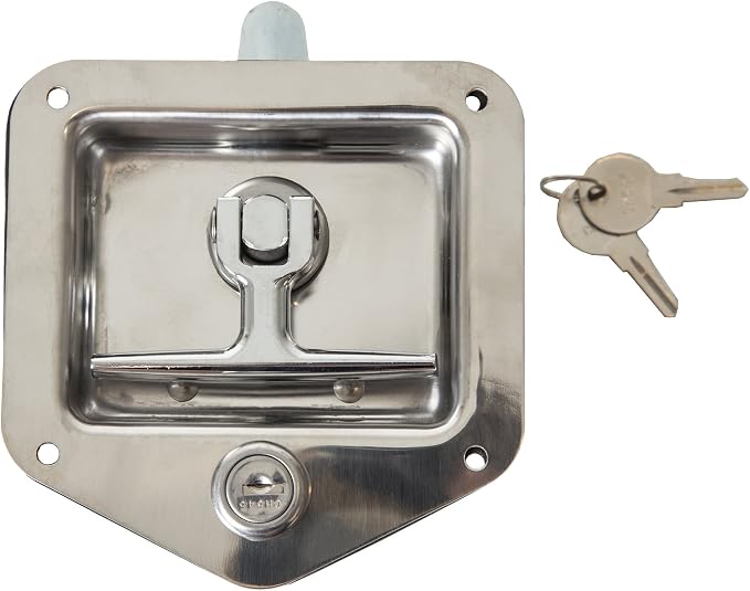 Buyers Products L8815 Locking T-Handle Latch, Stainless Steel with Gasket | Locking T-Handle Latch Helps Secure Tool Boxes, Trailer Doors, RVs, Campers, And Truck Caps For Daily Outdoor Use And Work