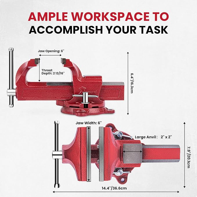Forward 1306 6 Inch Bench Vise Workbench Vise with Anvil and Swivel Base