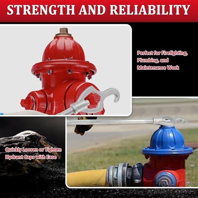 Adjustable Fire Hydrant Wrench Set, 20", 1-1/2" to 3" Jaw Range, 2 Pack | Galvanized Carbon Steel with Adjustable Jaw, Pipe Hook, Teardrop End, Textured Grip and Work Gloves for Field Maintenance
