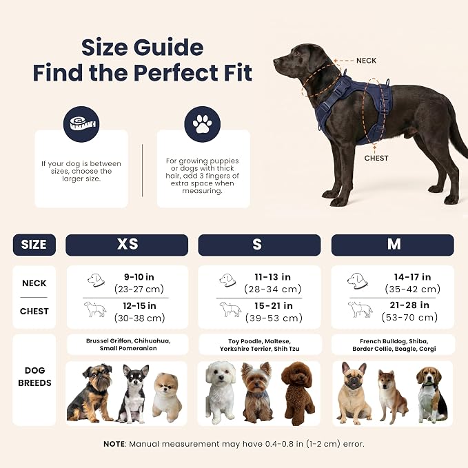 No Pull Dog Harness and Leash Set 3-in-1 Adjustable Anti Pull Dog Harness with Hands-Free Matching Leash,Poop Bag Holder,Easy Walk Dog Harness Small Sized Dog(Navy Blue)