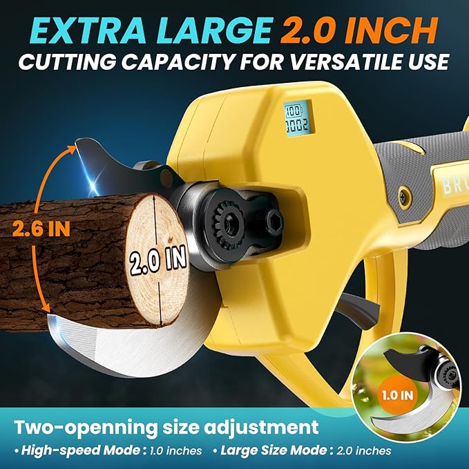 Electric Pruning Shears Cordless Pruner Shears Brushless 2.6 Inch Opening Size with 2 * 2Ah Battery Pruning Shears Garden Tool for Tree Trimming, Branch Cutter