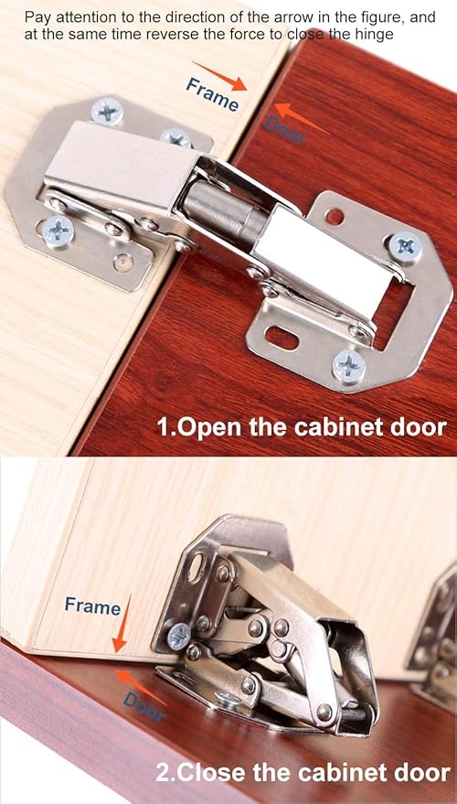 8-Pack Hidden Hinges for Cabinet Doors Frameless, Concealed Cabinet Hinges, 90 Degree Flush Mount Hinges