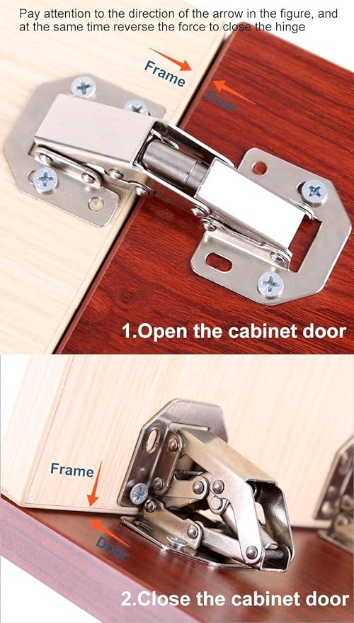 4-Pack Hidden Hinges for Cabinet Doors Frameless, Concealed Cabinet Hinges, 90 Degree Surface Mount Hinges