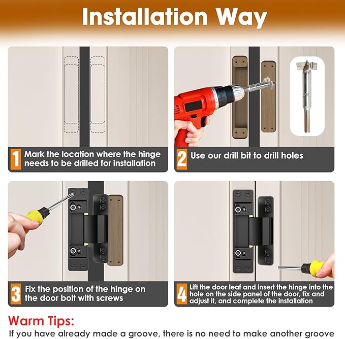 4.5" Hidden Door Hinge/Concealed Hinges,Invisible Hinges,Invisible Door Silent Door Hinge 110 Degree Swing Hinge 2-Way Adjustable Butt Hinge 4.5 x 2 x 1 (2, Black)