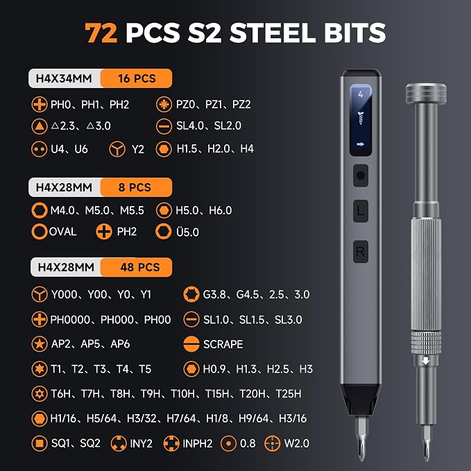 UF-TOOLS Mini Electric Screwdriver, 83 in 1 Cordless Rechargeable Small Power Screwdriver Set with 72 Bits, Led Light and Magnetic Mat, Professional Repair Tool for Phone Glasses Watch Camera Laptop