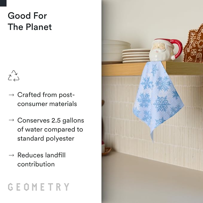 GEOMETRY Holiday Kitchen Dish Cloths - Quick Dry Dishcloths for Kitchen - Premium Dish Rags with Geoweave - 3-Pieces Set - Snow Frostin
