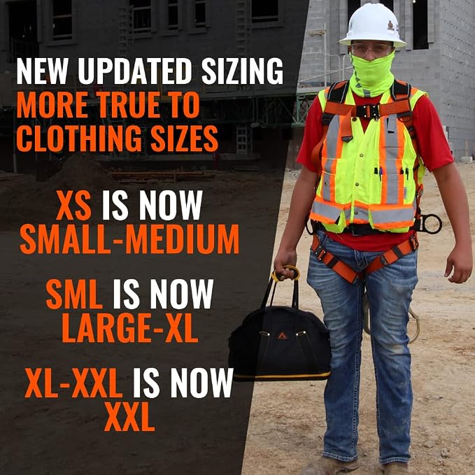 Warthog Comfort MAXX - Safety Harness for Construction – Fall Protection Equipment with Removable Belt and Lumbar Support, Side D-Rings, and Padding, OSHA & ANSI Compliant (L-XL)
