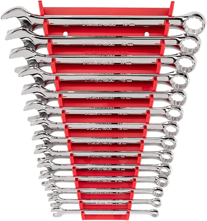TEKTON Combination Wrench Set, 14-Piece | WCB91203 | 6 - 19 mm, Rack