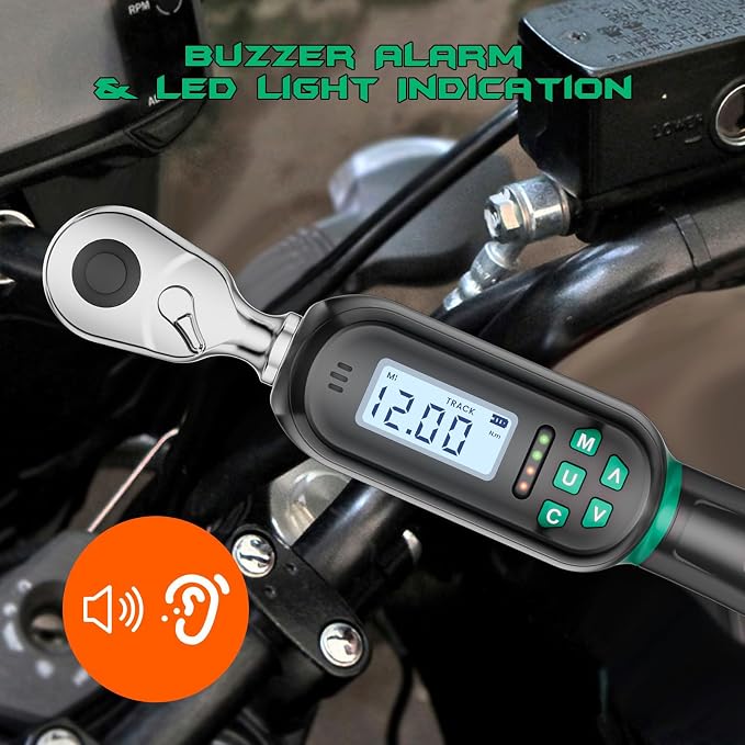1/4 Inch Drive Digital TorqueWrench, 5.31-106.2 In.lb/0.6-12 N.m, Small Electronic Torque Wrench with Preset Value, Buzzer & LED Indicator, ±2% Accuracy Torque Wrench for Bike, Bicycle