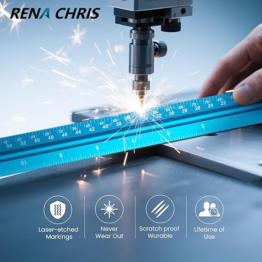 Rena Chris Architectural Scale Ruler: 12" Imperial Aluminum Alloy Metal Architecture Measuring Tools, Engineering Drafting Construction Drawing Blueprints Triangular Architect Scaling Rulers 12 Inches