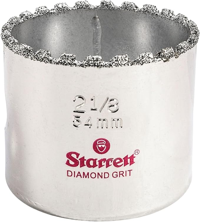 Starrett Diamond Grit Hole Saw 2-1/8" Dia, 1-5/8" Cutting Depth | Ideal For Drilling Small Diameter Holes, 5/8-18 Thread Size, XA2 Or XA10 Arbor Type Compatible, Silver Finish, KD0218-N