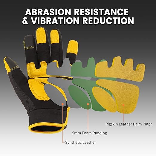 Utility Work Gloves Women, UltraLight Safety Work Gloves, MultiFunctional Mechanic Construction DIY Working Gloves, Touchscreen, Flex Grip, Machine Washable (S)