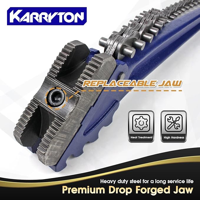 36" Chain Pipe Wrench 4.3" - 7.5" Pipe Diameters, 30" Chain Length Max Breaking Load 15000Lbs, Heavy Duty Plumbing Tool for Pipe Installation, Oil Fields Operations and Maintenance