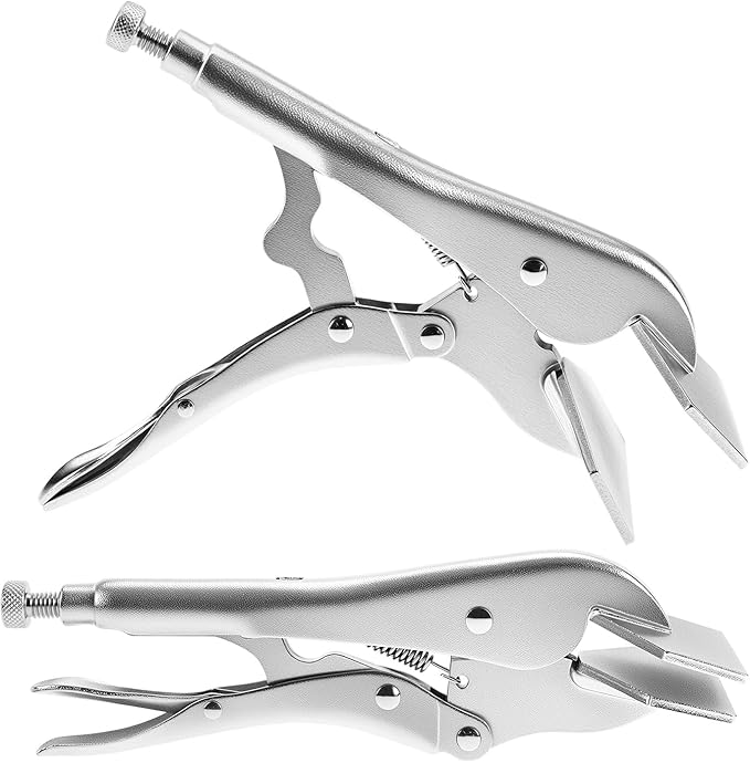 QWORK Locking Sheet Metal Clamp, 2 Pack 8 Inch Alloy Steel Welding Plier, Sheet Metal Grip Tool