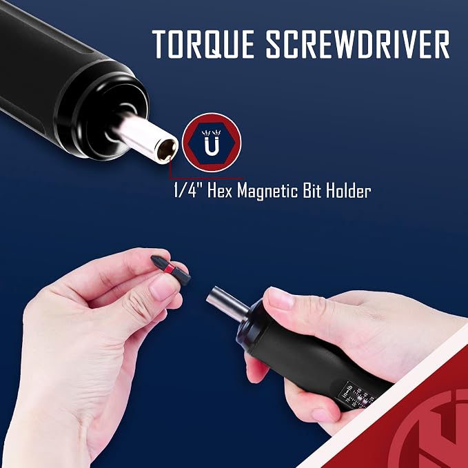 KNINE OUTDOORS Torque Screwdriver Wrench Driver Set 10-70 Inch Pounds lbs for Maintenance with T-bar Handle, 40 Hex Bits, 1/4" Socket, Shaft Extension, For Tools, Bike Repairing and Mounting (Black)
