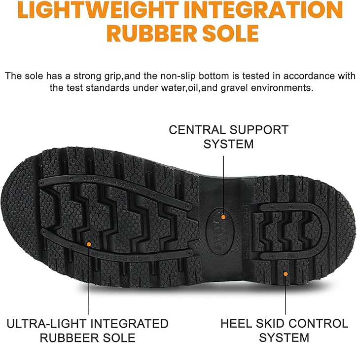 Work Boots for Men Waterproof Soft Toe Non Slip Comfortable Leather Workboots