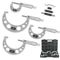 HDLNKAK High-Quality Outside Micrometer Set, 4 Pcs Machinist Tool Set(0-1'' 1-2'' 2-3'' 3-4''), 0.0001" Graduation Micrometer Set, Alloy Precision Micrometer, Micrometer Standard Set with Case - Grey