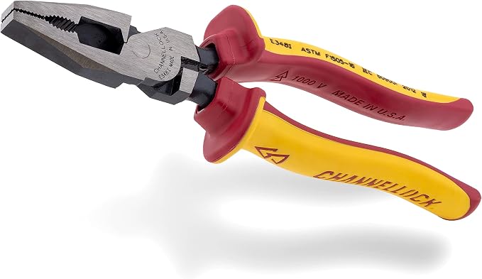 CHANNELLOCK 348I 8-inch XLT Combination Linemen's Pliers w/ 1000V Insulated Grip, Made in USA, Forged High Carbon Steel