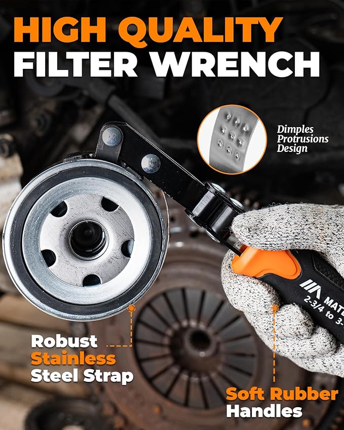 11-Piece Oil Filter Wrench Set with Storage Case - 12" Adjustable Oil Filter Pliers, 3-Jaw Removal Tool, and Swivel Wrenches (2-3/8" to 3-7/8") for Auto and Motorcycle Repair