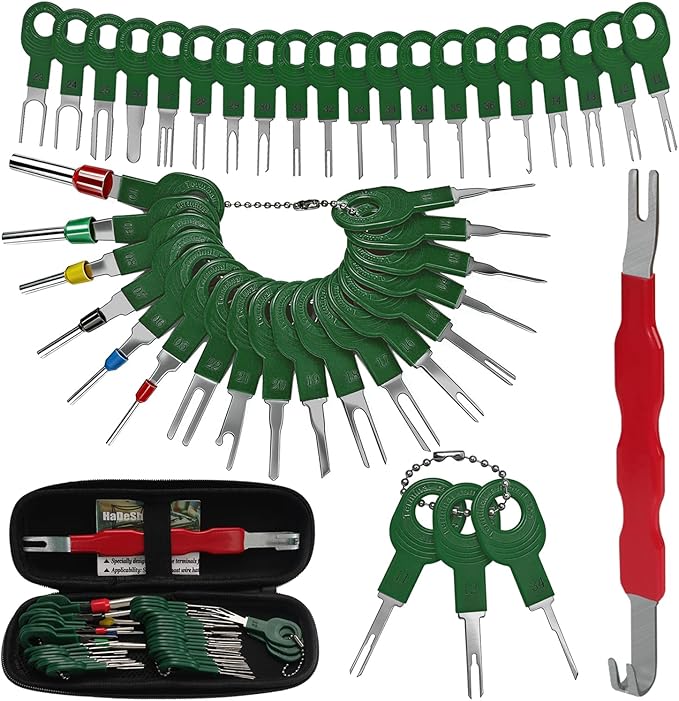 Automotive Electrical Terminal Removal Tool Kit Pro - 41+1Pcs Automotive Depinning Tool Kit Terminal Connector Removal Tools for Vehicle, Motorcycle & Electrical Applications, Green