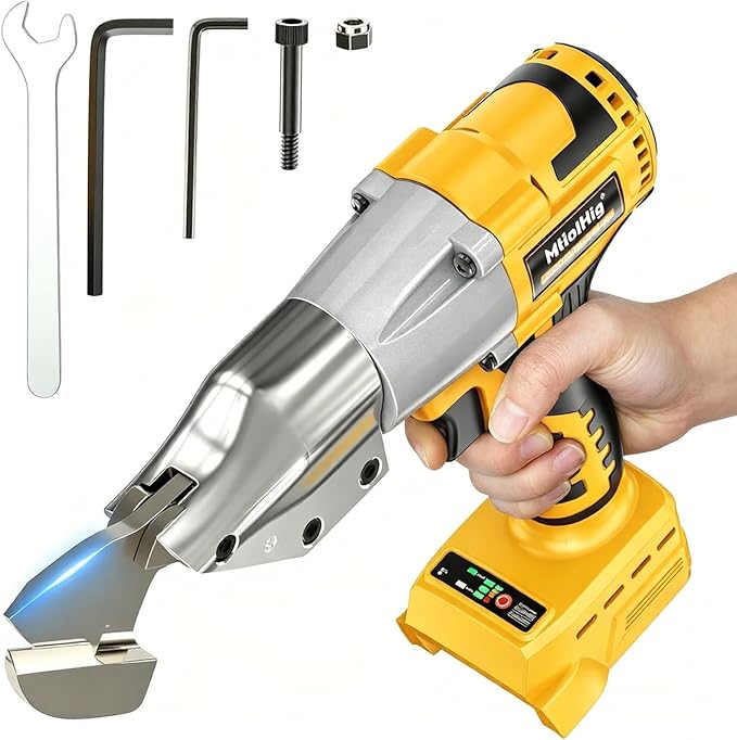 MtiolHig Cordless Sheet Metal Cutter: Sheet Metal Nibbler Compatible with Dewalt 20v Battery - 221 Ft-Lbs Torque Shears - Cuts 18GA Material for Steel, Leather & Carpet(Tool Only)