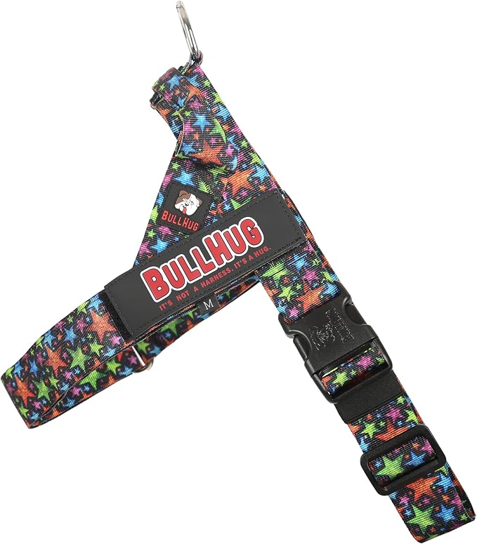 Adjustable Dog Harness– No Pull, No Choke – for English Bulldogs, French Bulldogs, Pugs & Broad-Chested Breeds – Easy, Safe Walks (Star Brights, Small)