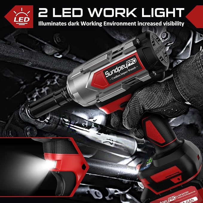 Cordless Impact Wrench 960Ft-lbs - 1300N·m High Torque Impact Wrench - 21V 2600RPM Brushless Power Impact Gun with 2 × 4.0Ah Battery 6 Sockets & Charger & Carry Case for Car Tire Truck DIY