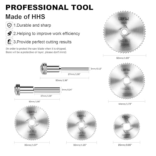 8PCS Rotary Drill Saw Blades(with 1PCS 1/4" Hex Shank,1PCS 1/8" Round Shank,1PCS 1/4" Round Shank),HSS Saw Disc Wheel Cutting Blades for Drills Rotary Tools